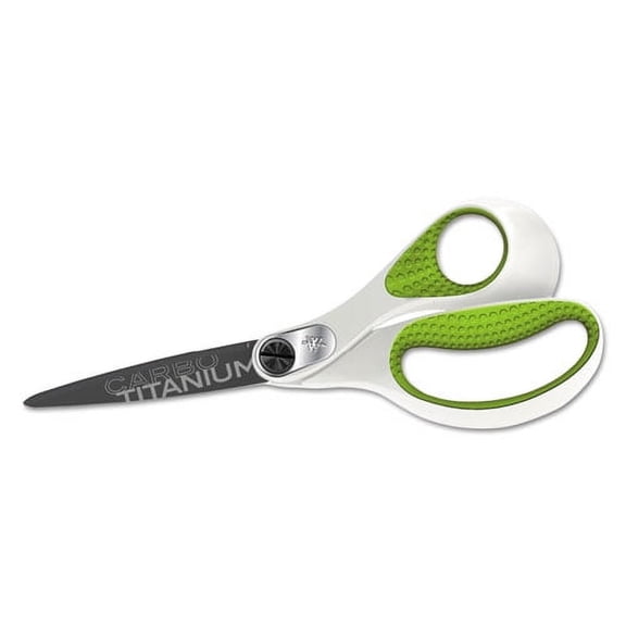 Carbotitanium Bonded Scissors, 8" Long, 3.25" Cut Length, White/green Straight Handle | Bundle of 10 Each