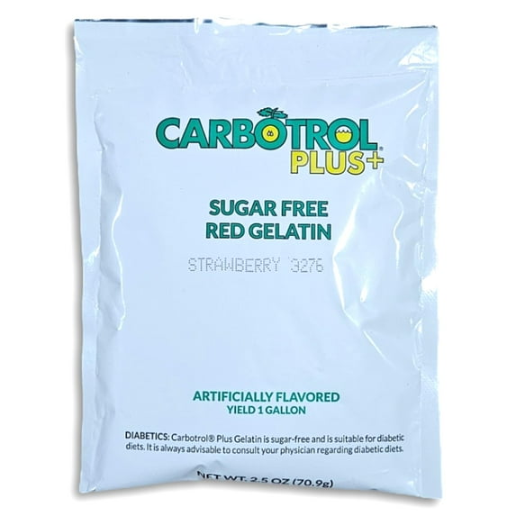 Carbotrol Assorted Sugar Free Red Gelatin Mix Value Pack Cherry, Raspberry, Strawberry | 2.5 Ounce | Pack of 6 (192 Total Servings)