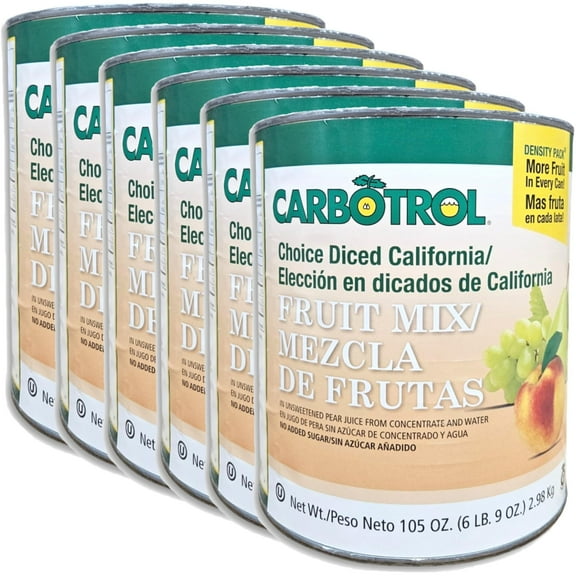 Carbotrol | Choice Diced California Fruit Mix in Pear Juice | 105 Ounce Density Pack Can | Case of 6