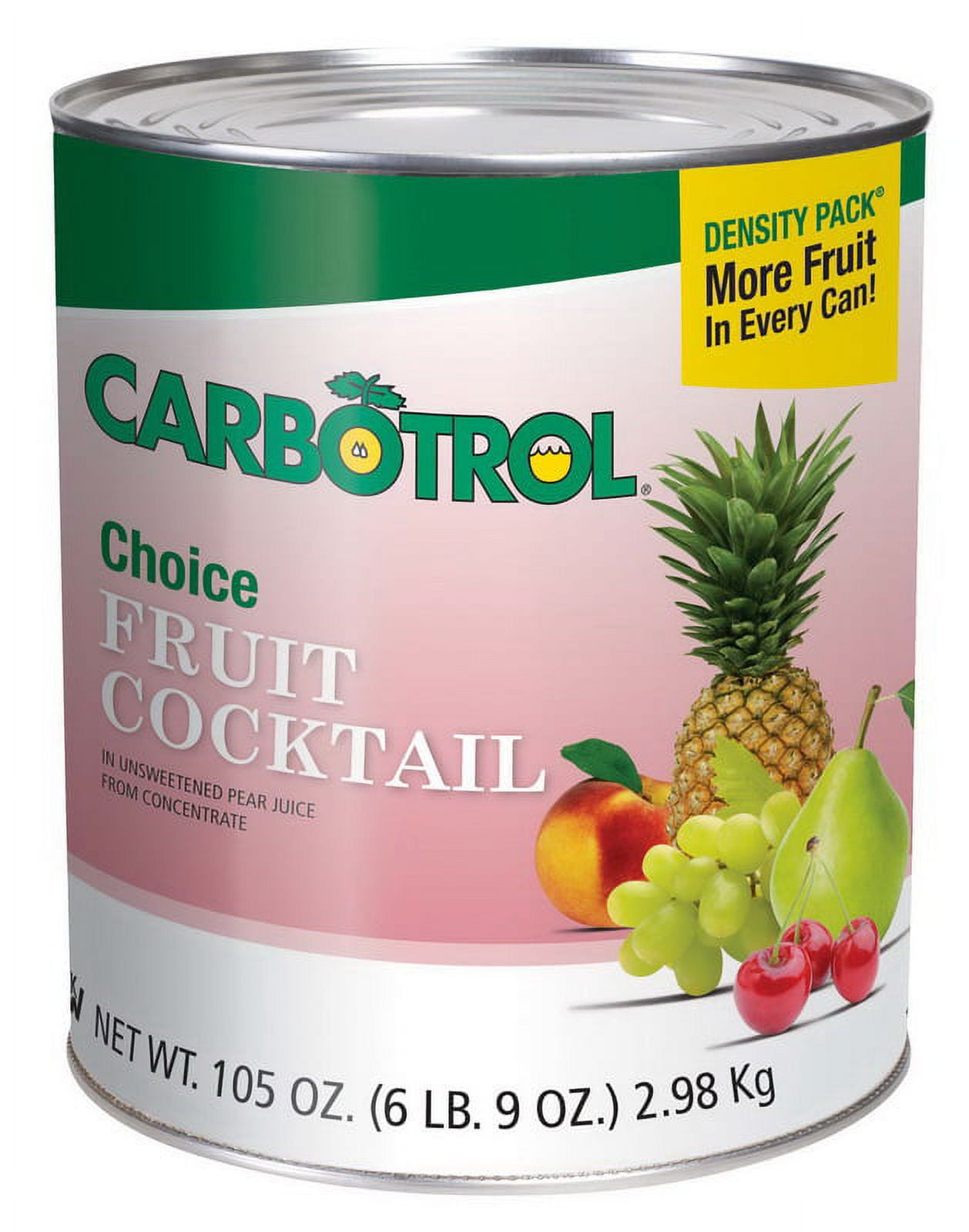 Carbotrol | U.S. Grade Choice Fruit Cocktail in Pear Juice Value Pack | 105 Ounce Density Pack Can | Case of 6