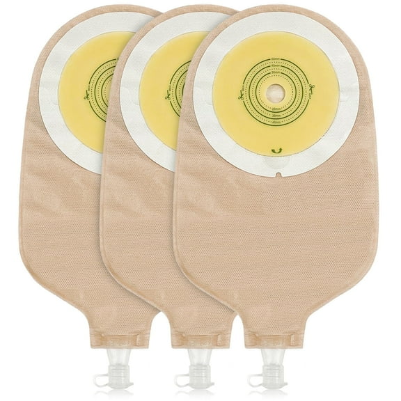 Carbou 15PCS One-Piece Urostomy Bag Drainable Pouches with Measure Card,Cutting Tool for Colostomy Ileostomy Stoma Care, Cut-to-Fit