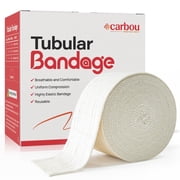 Carbou Elasticated Tubular Support Bandage 4 x 11 yd Size F, Soft Stockinette Tubing for Legs, Arms, Knees, Thighs, Reusable Compression Support Bandage Roll for Joint Tissue