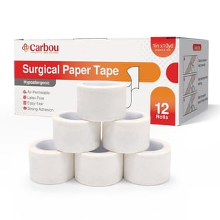 Carbou Paper Medical Tape 12 Rolls - 1" x 10 Yards, Hypoallergenic Latex-Free Breathable, Secures Dressings & Medical Devices, Wound First Aid
