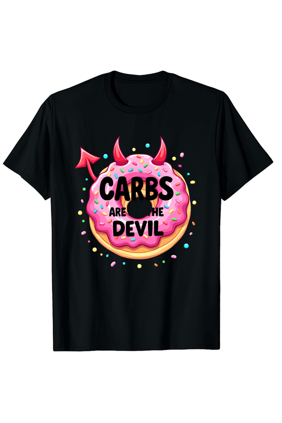 Carbs Are My Weakness Funny Donut Diet New Year's Resolution Graphic Tee T-Shirt for Men Women