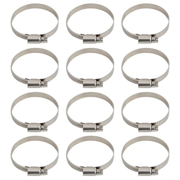 Carburetor Boot Clamps 40-60mm for Honda CB750 1969-1978, Stainless Steel Air Intake Valve Insulator Bands, Narrow Design Prevents Tearing, Silver Finish, 12 Pack Set