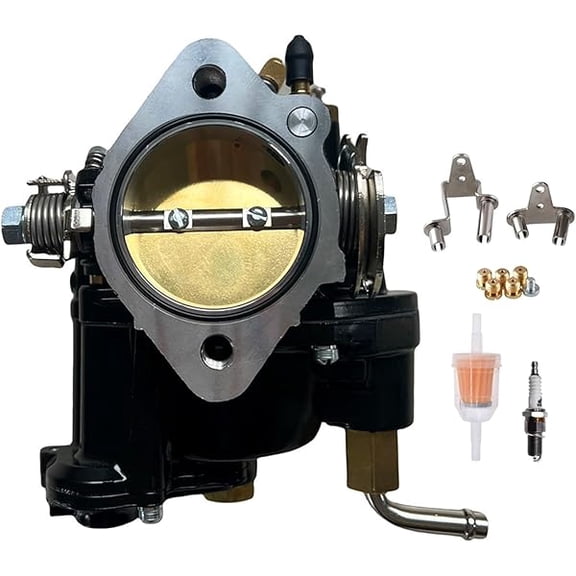 Carburetor Kit 11-0420 Black Finish, with Jets Fuel Filter Spark Plug, Stable Idle & Smooth Throttle