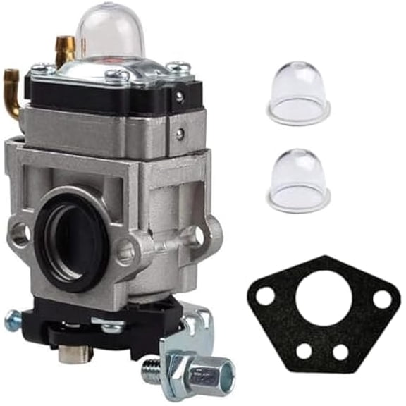 Carburetor with Primer Bulb for 43cc–50cc 2 Stroke Engine, 15mm Intake, Smooth Idle Performance for Riding and Recreational Use