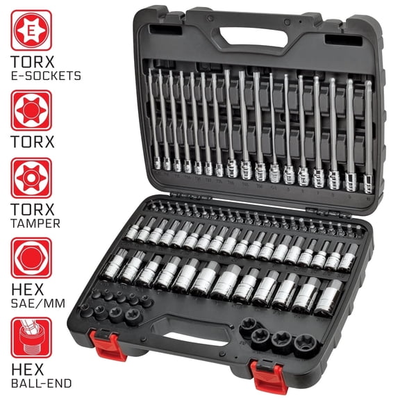 Carbyne 84-Piece Hex and Torx Master Bit Socket Set S2 Steel SAE and Metric 1/4 in. 3/8 in. 1/2 in. Drive