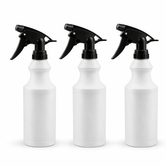 CarCarez Chemical Resistant 16 oz Spray Bottles, Pack of 3, Heavy-Duty HDPE Plastic Bottles with Adjustable Mist & Stream Nozzle for Household Cleaning, Car Detailing & Gardening
