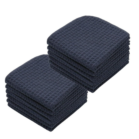 Carcarez Waffle Weave Towel for Home & Auto Glass, Windows, Mirrors & More, Black 400 GSM 16"X16", Pack of 12