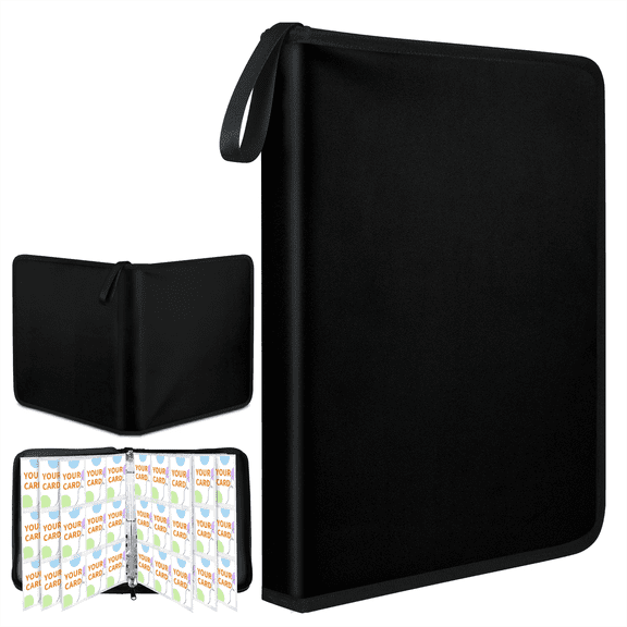 Card Binder,4 Pocket PU Leather Sports Card Holder Organizer,Zippered 3-Ring Binder for Game Trading Cards,Holds 400 Cards,Collectors Album