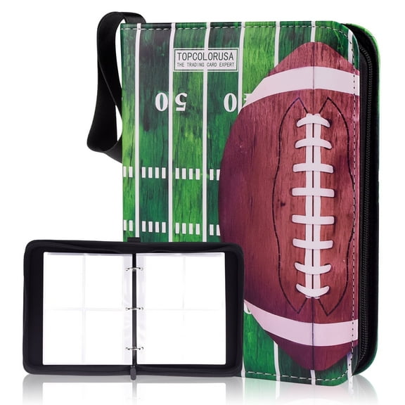 Card Binder 4 Pocket, Trading Card Holder Fits 400 Cards With 50 Removable Sleeves, Portable Collection Card Ablum, Game Card Case book With Zipper for Sports & Game Cards,rugby