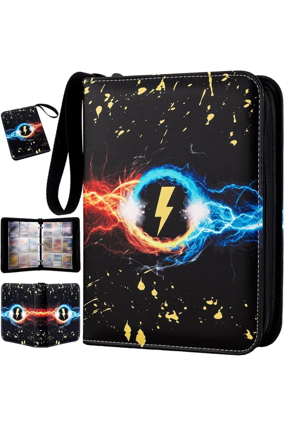Card Binder 9-Pocket,900 Pockets Card Holder Album with 50 Removable Sleeves for Standard Size Cards TCG Trading Card Binder Display Storage Carrying Case-Black