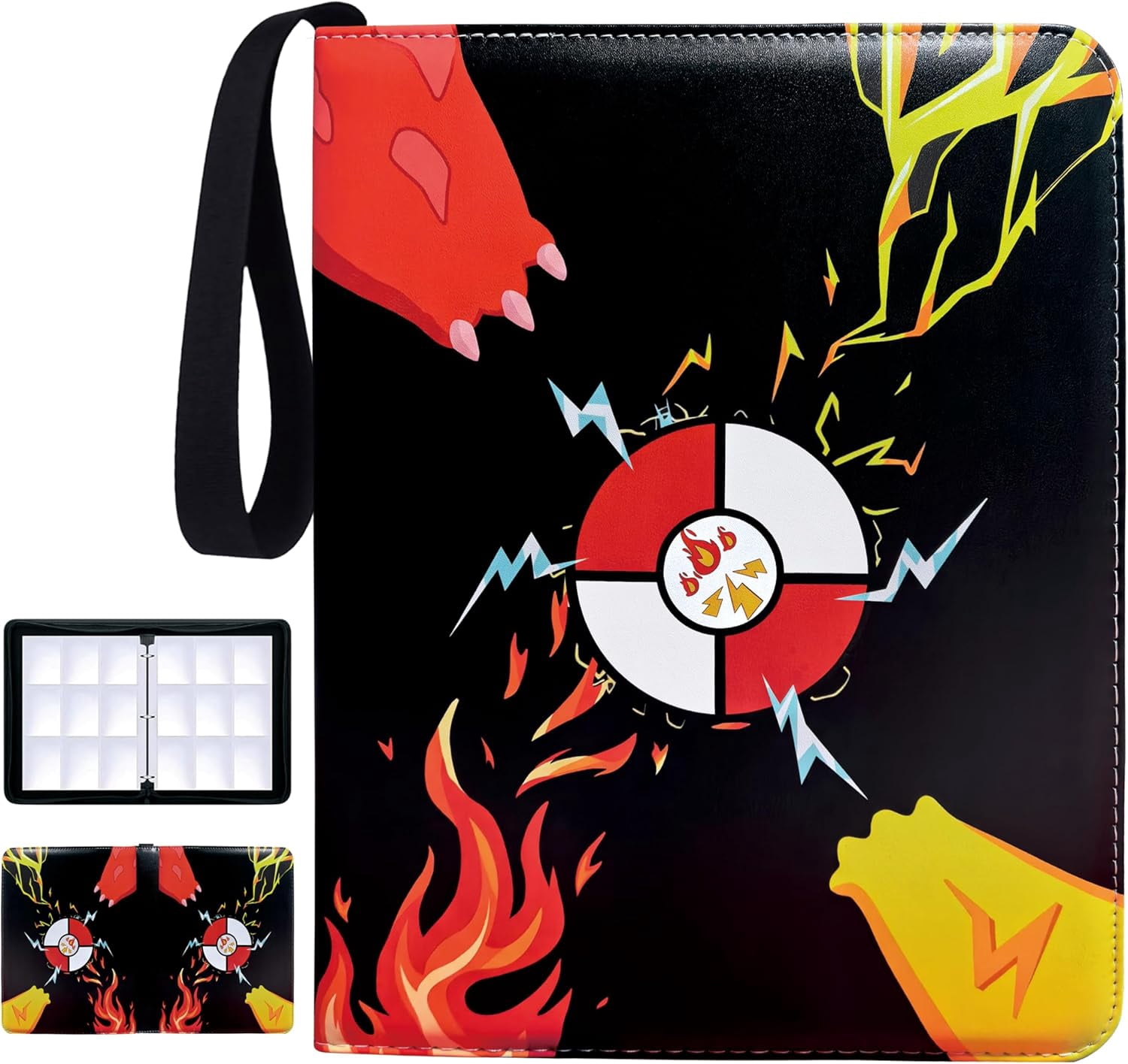 Card Binder 9 Pocket,Trading Card Binder 900 Pockets,Card Collection Albums Holder,50 Removable Sleeves,Double Sided Pocket,with Zip and Portable Strap,for TCG Game Sport Collectible Cards