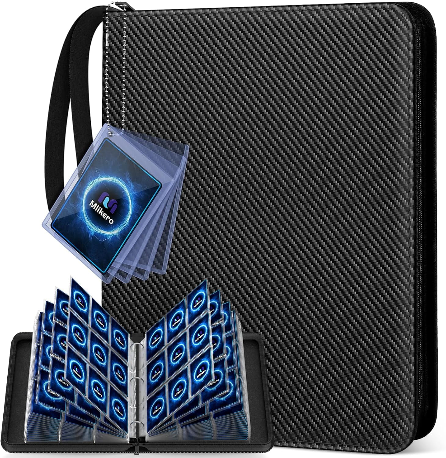 Mlikero Card Binder 9 Pocket, Trading with Display Design, 720 Double Sided Pocket PU Collection Binder, Albums for MTG, TCG, and Sports Cards