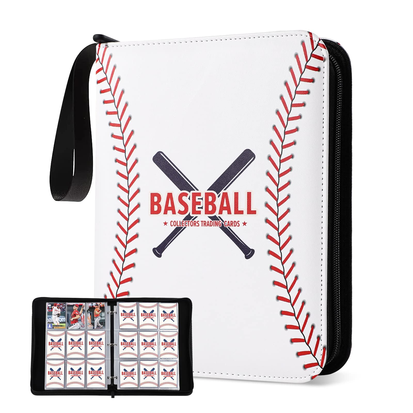 Trading Card Binder HYMENEX Basketball Card Binder - 400 Pocket 4-Pocket Trading Card Album With 50 Sheets, Keychain, & Wrist Strap Pokemon Card Holder Trading Card Binder HYMENEX Basketball Card Binder - 400 Pocket 4-Pocket Trading Card Album With 50 Sheets, Keychain, & Wrist Strap Pokemon Card Holder