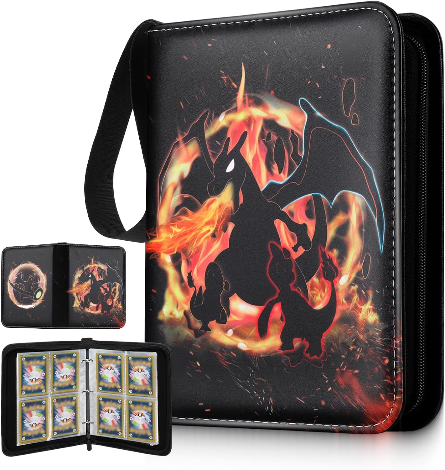 Card Binder for Pokemon Cards with 4 Pockets and Removable 50 Sleeves Trading Holder Case