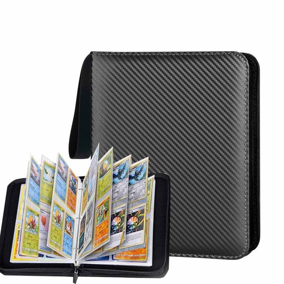 Card Binder with 4 Pockets - Holds Up to 400 Cards, Trading Card Collection Case Book (Black, 4 Pockets/400 Cards)