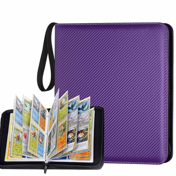 Card Binder with 4 Pockets - Holds Up to 400 Cards, Trading Card Collection Case Book (Purple, 4 Pockets/400 Cards)