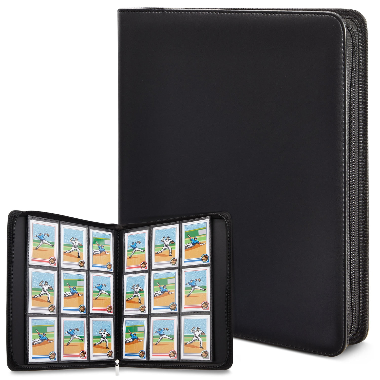 Walmart s 9 Pocket Sports Business Card Binder with Zipper 360 Pages Trading Album Black Walmart