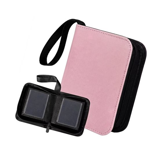 Card Book Binders with Refillable Sleeves, Zipper Around Closure, Textured Cover, Wrist Strap, Album Case