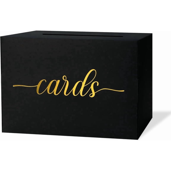Card Box for , Gift Cards Holder with Gold Foil Design Wedding Receptions, Bridal & Baby Showers, Graduations, Voting, Donate Money, Retirements, Anniversaries