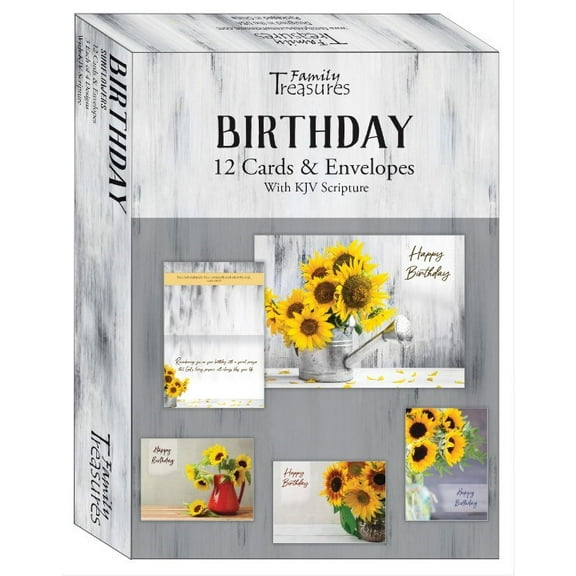 Card-Boxed-Birthday-Sunflowers (Pack Of 12)