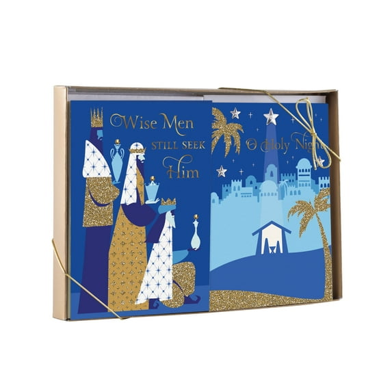 DaySpring - O Holy Night Dual Pack - 2 Design Assortment with Scripture - 24 Christmas Boxed Cards and Envelopes