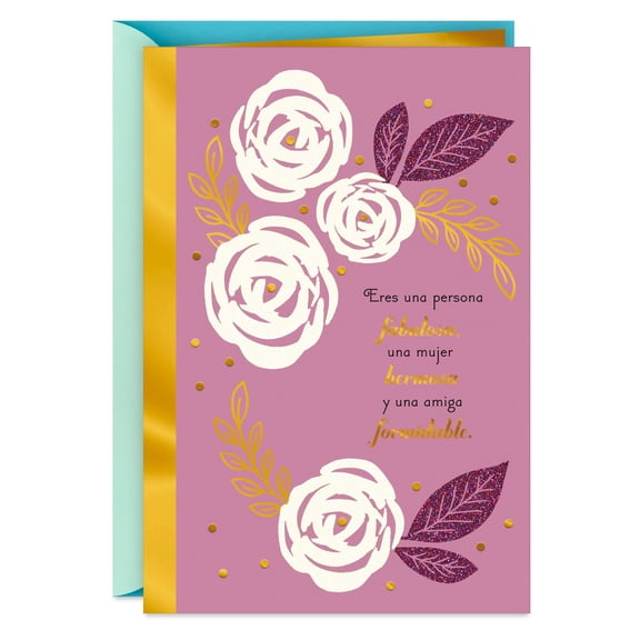 Hallmark VIDA Spanish-Language Birthday Card for Friend (Incredible Person, Beautiful Woman)
