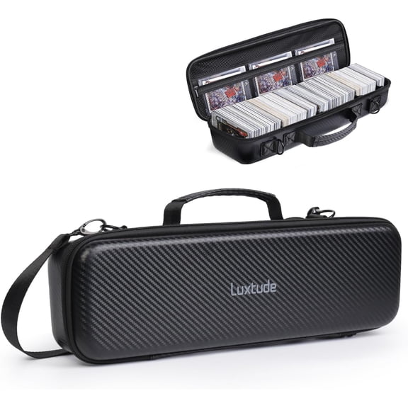 Card Carrying Case with 4 Dividers, Travel Trading Card Storage Case, Portable Sports Cards Carrying Cases, Toploader Storage Box for Pokemon, MTG, TCG, Cards Against Humanity and Game Cards