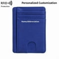 thumbnail image 1 of Card Cases Slim Wallet for Men and Women, Customized Personalized Laser Engraving Minimalist Front Pocket RFID Blocking Leather wallets Gifts for Men Women, Blue, 1 of 8