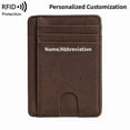 thumbnail image 1 of Card Cases Slim Wallet for Men and Women, Customized Personalized Laser Engraving Minimalist Front Pocket RFID Blocking Leather wallets Gifts for Men Women, Brown, 1 of 8