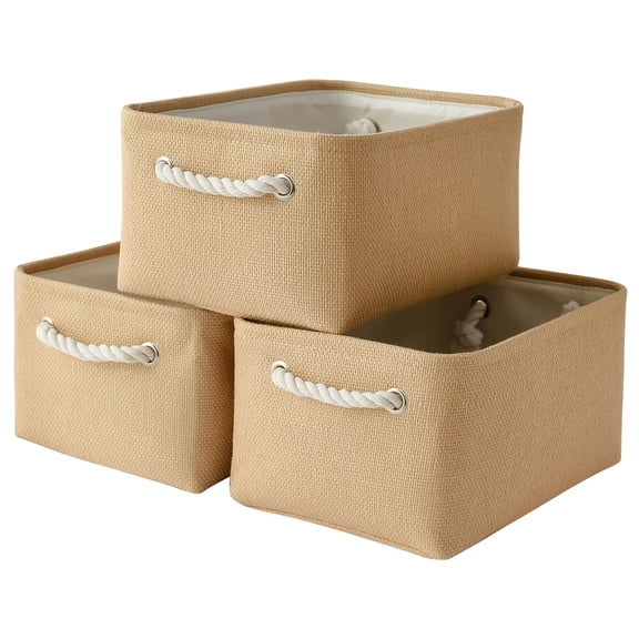 Card Collection Storage Box, Collectibles Storage Case General Organization And Storage Bin for Shelves - Storage Basket for Organizing, Canves Storage Cubes for Organizer Closet Cloth Gift(Beige)