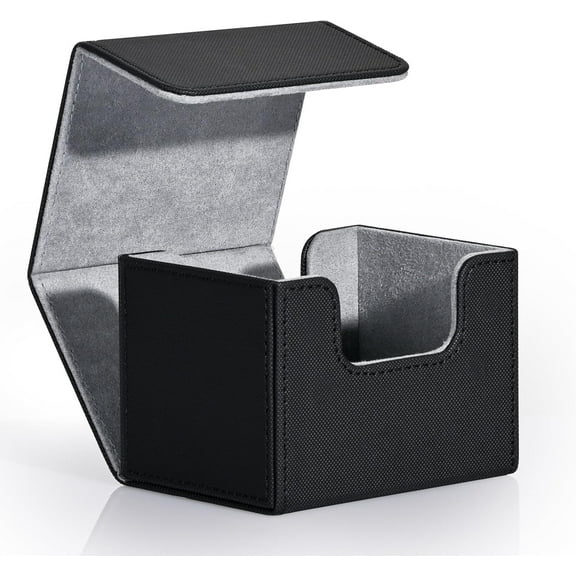 Card Deck Box for Trading Cards, MTG Commander Deck Box Holds 120+ Single Sleeved Cards, Leather Magnetic Card Storage Box Fits for Magic the Gathering TCG CCG (Black)
