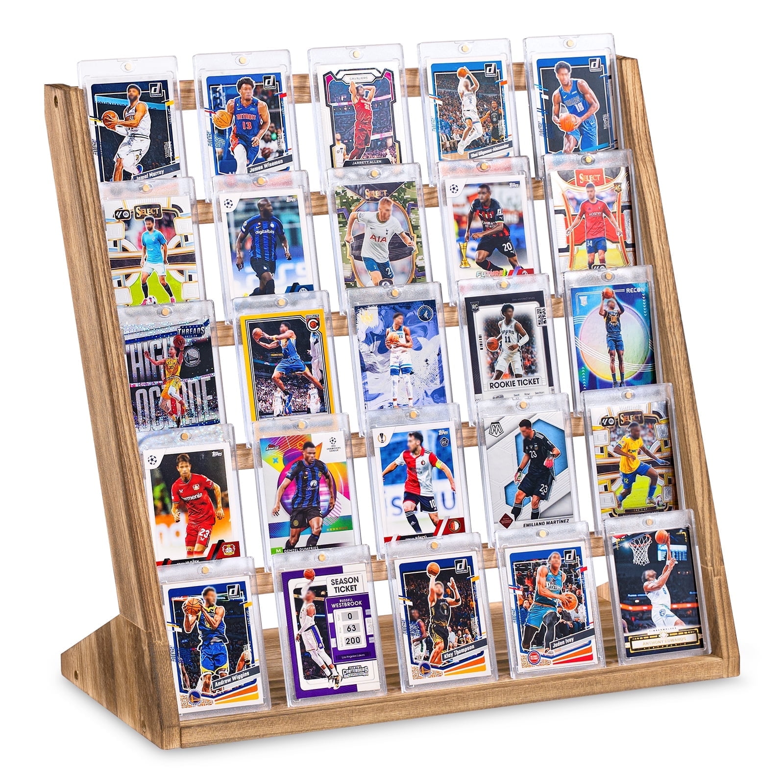 Card Display Stand, 5-Tier Trading Card Display, Wooden Graded
