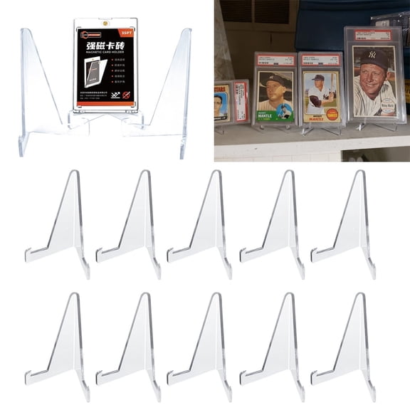 Card Display Stand, 10 Pack Clear Card Stands, Arcylic Card Display, Mini Card Stands for Sports Cards, Sports Card Holder, Graded Card Display (2.2 Inch)