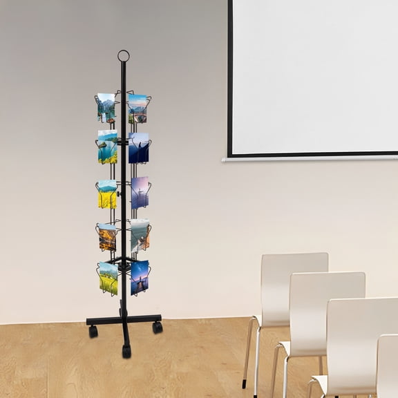 Card Display Stand 360 Rotating 20 Pockets, 5 Tier, with Wheels