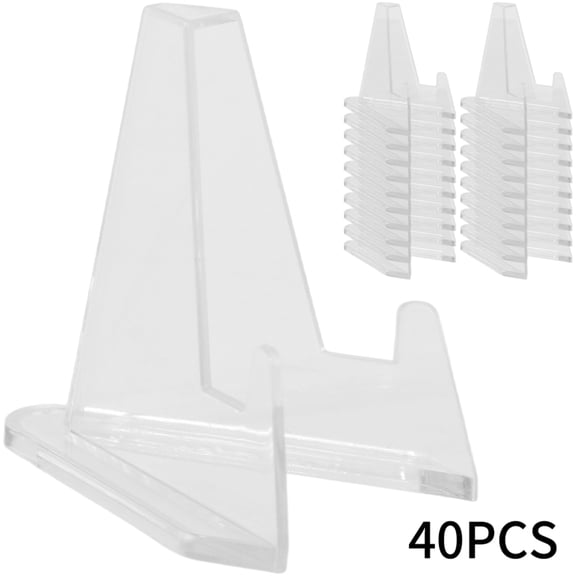 Card Display Stand, 40 Pack Small Easel Stand, Acrylic Picture Holder Stands, for Challenge Coin Graded Card Sports Card Trading Card Baseball Card
