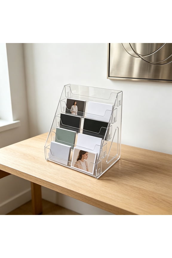 Card Display Stand, 5 Tier Clear Acrylic Card Display Stand Desktop Trading Card Organizer, Slanted Holder for Psa Slabs and Collectors