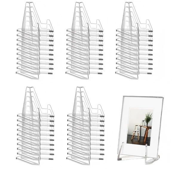 Card Display Stand, 50 Pack Small Easel Stand, Acrylic Picture Holder Stands, for Challenge Coin Graded Card Sports Card Trading Card Baseball Card (2.2 Inch Tall)