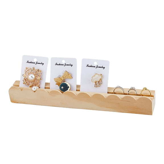 Card Display Stands With Slot Wood Scalloped Display Scalloped Floating Display Riser Stands Postcard Display Stand for Wall Bedroom Home Office Decor 30x4x4cm