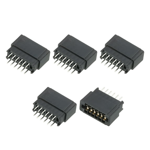Card Edge Connector Black Socket Straight Connection 12 Pin 2.54mm Pitch for PCB Circuit Board, Game Console, Pack of 5