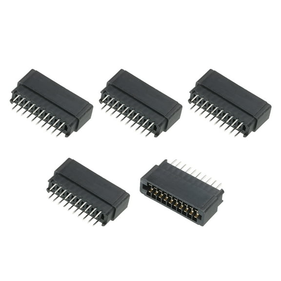 Card Edge Connector Black Socket Straight Connection 20 Pin 2.54mm Pitch for PCB Circuit Board, Game Console, Pack of 5