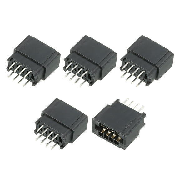 Card Edge Connector Black Socket Straight Connection 8 Pin 2.54mm Pitch for PCB Circuit Board, Game Console, Pack of 5