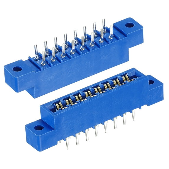 Card Edge Connector Blue Socket 16 Pin 3.96mm Pitch for Printed PCB Circuit Board, Arcade, Pack of 2