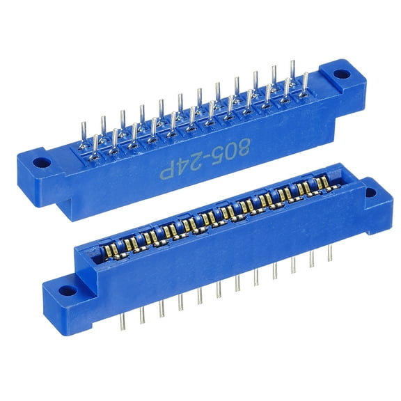 Card Edge Connector Blue Socket 24 Pin 3.96mm Pitch for Printed PCB Circuit Board, Arcade, Pack of 2