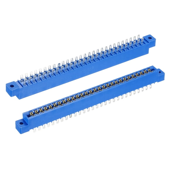 Card Edge Connector Blue Socket 56 Pin Solder Eyelet 3.96mm Pitch for Printed PCB Circuit Board, Pack of 2