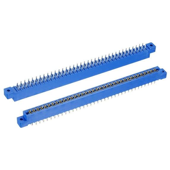 Card Edge Connector Blue Socket 72 Pin 3.96mm Pitch for Printed PCB Circuit Board, Arcade, Pack of 2