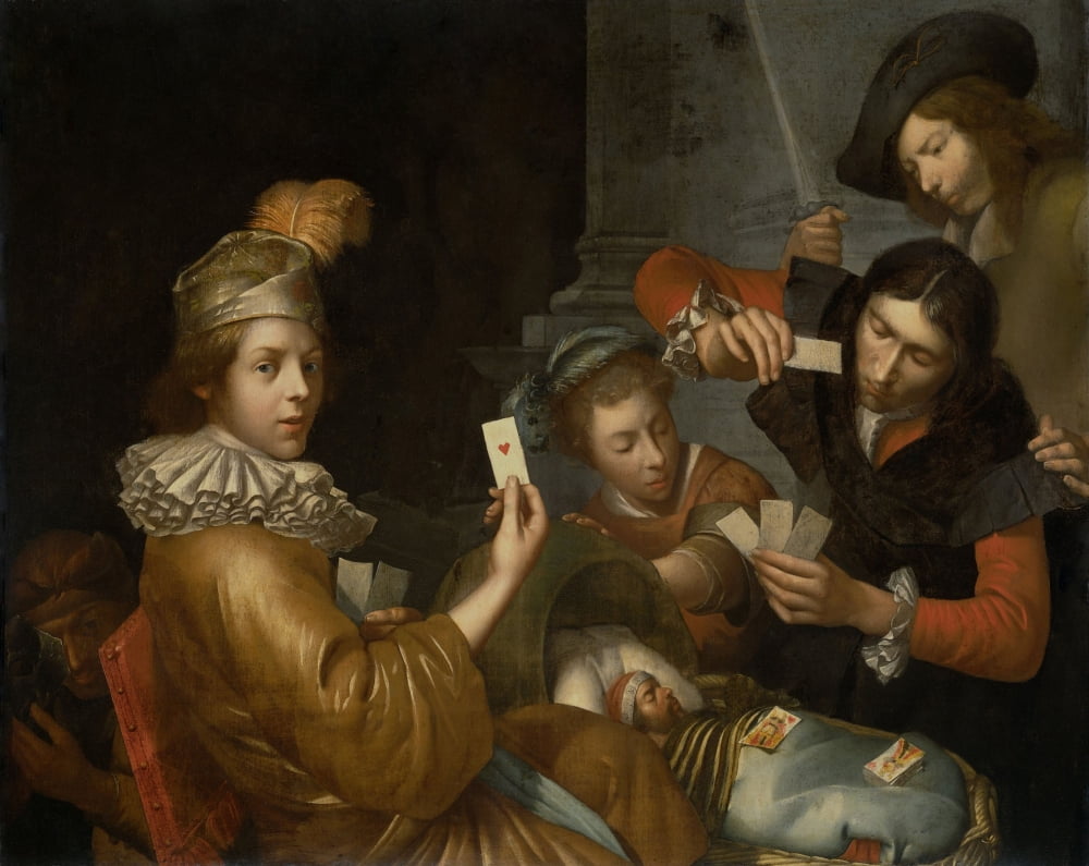 Card Game On The Cradle Allegory Canvas Art - (36 x 24)