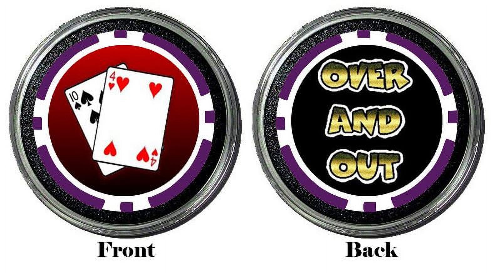 Card Guard 104 Over and Out Protector Holdem Poker Chip / Card Cover Purple